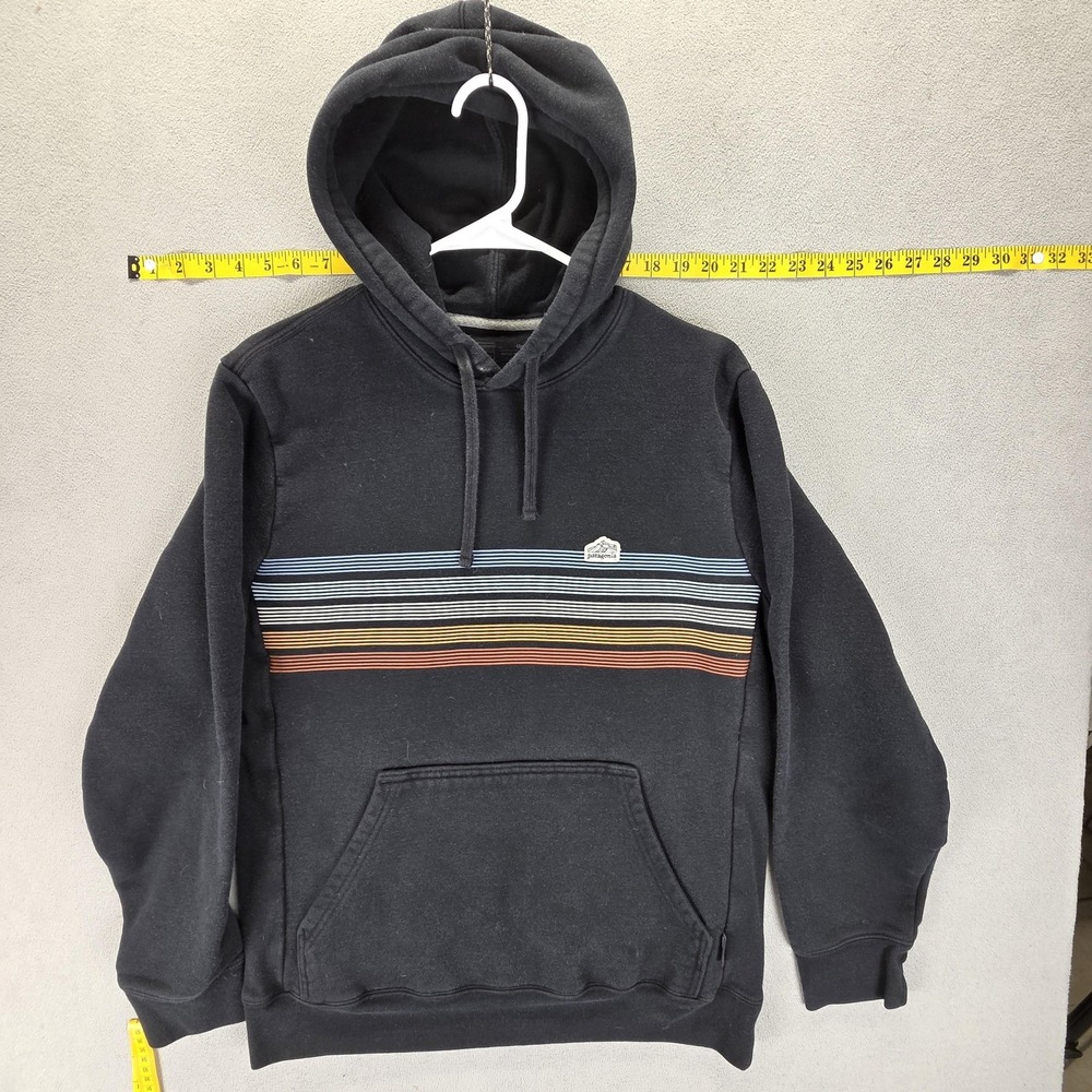 Patagonia Hoodie Mens Medium Black Line Logo Ridge Stripe Uprisal Hoody